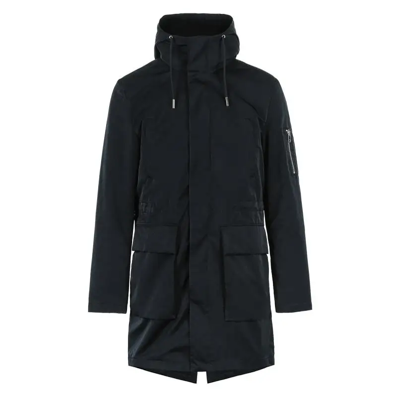 JackJones/осенне зимняя мужская двусторонняя длинная куртка с капюшоном хлопковая
