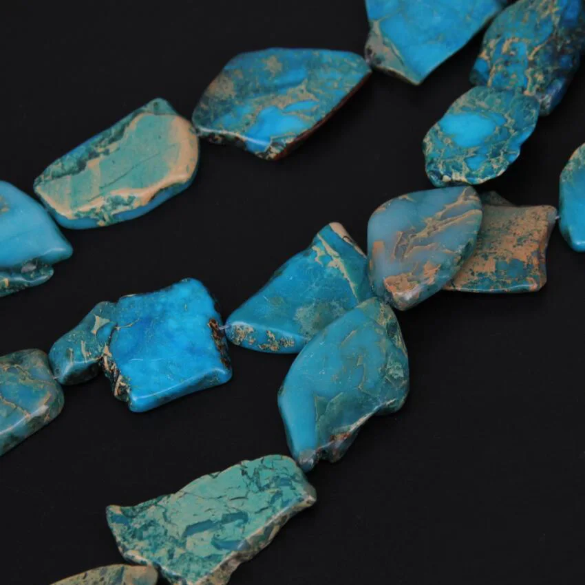 Синий Змеиный камень с отверстиями в центре свободные бусины рельефная нить