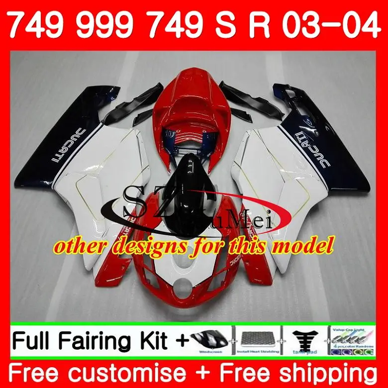 Корпус мотоцикла для DUCATI 749S 999 S 749 03 04 Топ Белый Красный боди 95SH5 749R 999R 2003 2004