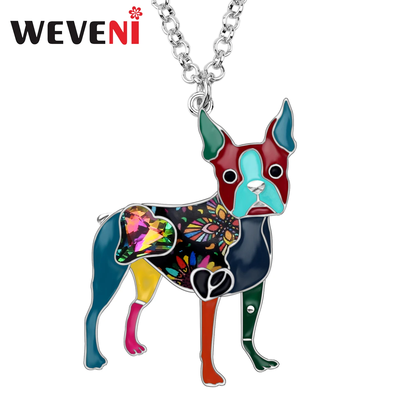 Эмалированный сплав WEVENI стразы Бостон терьер искусственные украшения с
