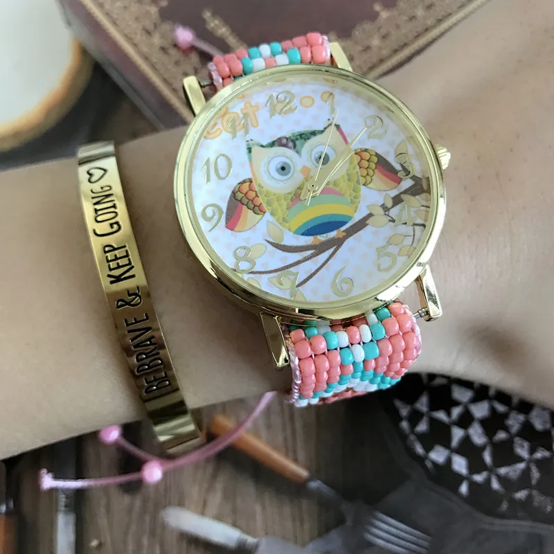 Женские кварцевые часы в богемном стиле повседневные с цветным циферблатом виде