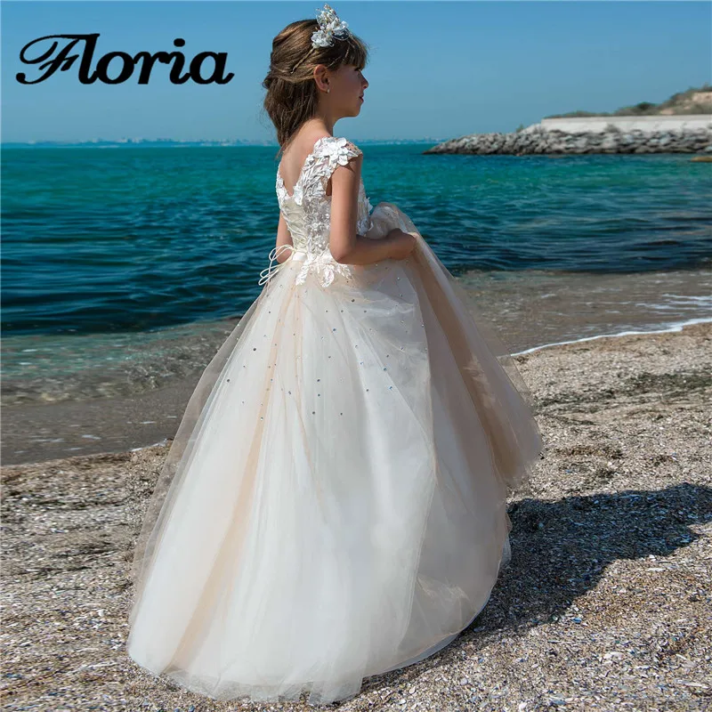 2018 кружевное платье с бисером для первого причастия девочек Vestido de longo цвета