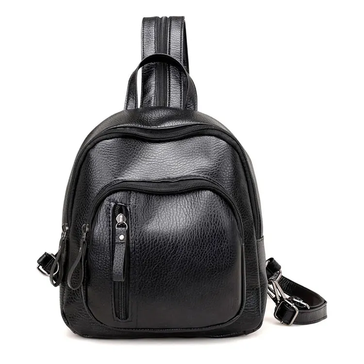 Black Женский рюкзак mochila mujer, кожаный маленький рюкзак, подростковые черные рюкзаки, Многофункциональный школьный рюкзак, повседневный рюкзак - Цвет: Black
