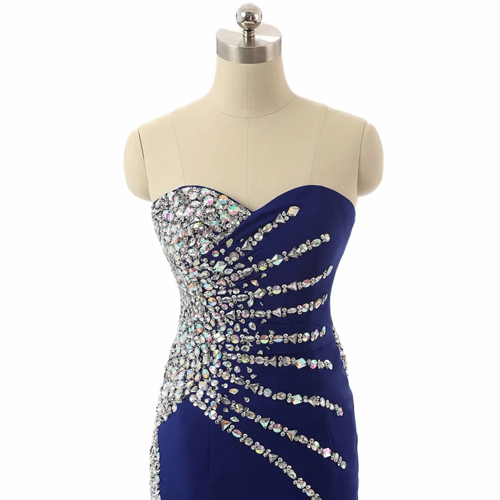 

7116W Abendkleid 2019 New Fashion Real Sample Sweetheart Mermaid Royal Blue Long Evening Dress Rhinestone Prom Dresses 2019