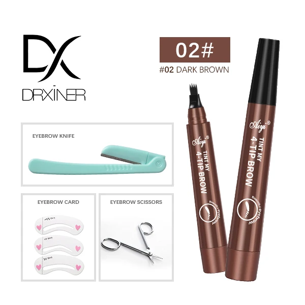 Microblading карандаш для бровей водонепроницаемый вилка кончик бровей Карандаш для татуировки длительный Профессиональный тонкий эскиз жидкий карандаш для бровей - Цвет: color 2 set