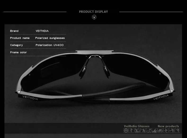 Мужские солнцезащитные очки VEITHDIA брендовые алюминиевые с поляризационными