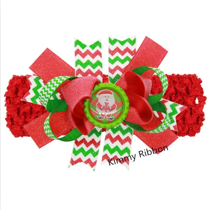 100 шт./лот красно-зеленая рождественская повязка на голову для новорожденных