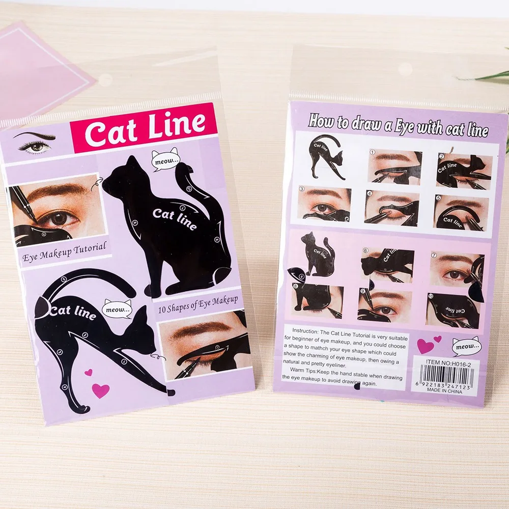 2Pcs Pro Eye Liner Makeup Cat Line Eyeliner Stencil Easy Wear Model Eyebrow Eyes Template Shaper Tool Hot | Красота и здоровье