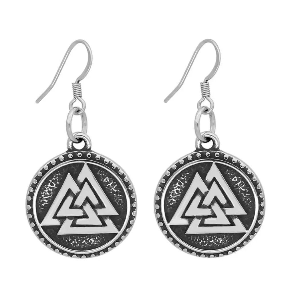 Скандинавский Викинг valknut амулет серьги из нержавеющей стали с подарочной сумкой