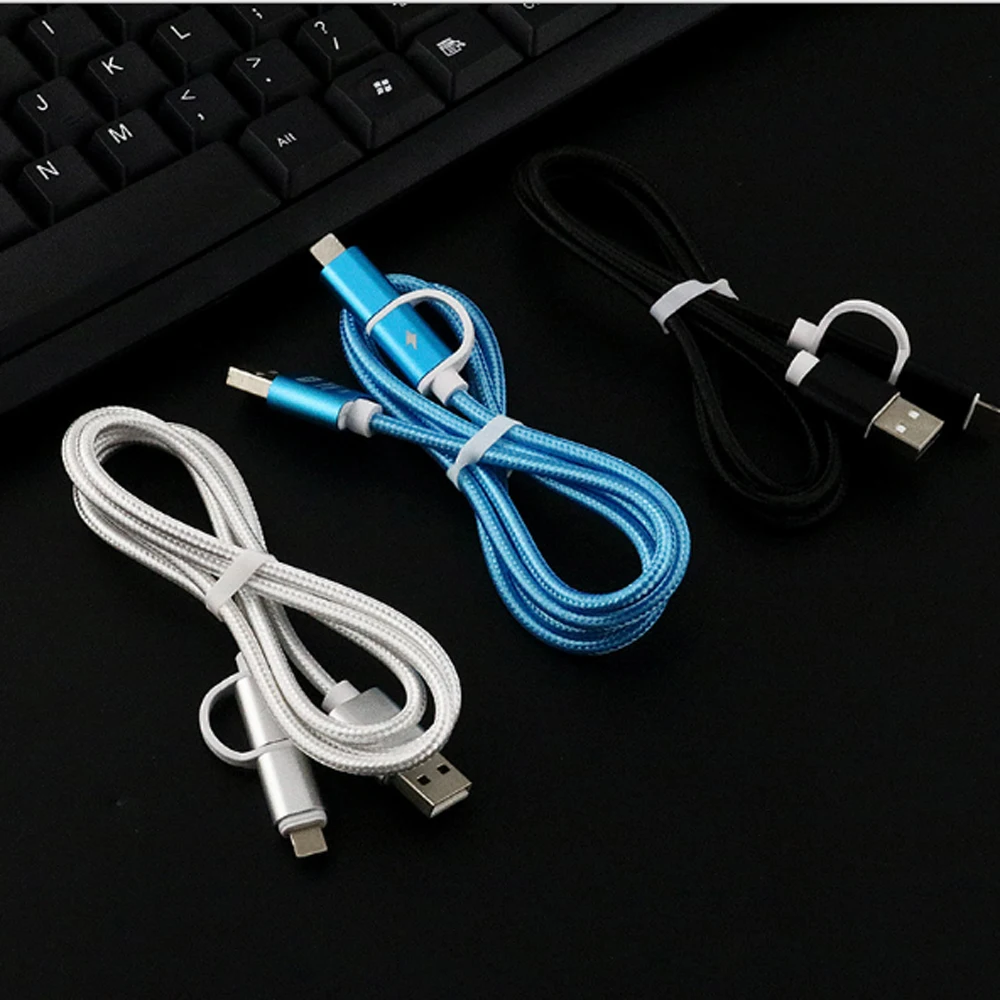 2 в 1 Micro USB кабель зарядное устройство нейлоновый для передачи данных зарядный Iph