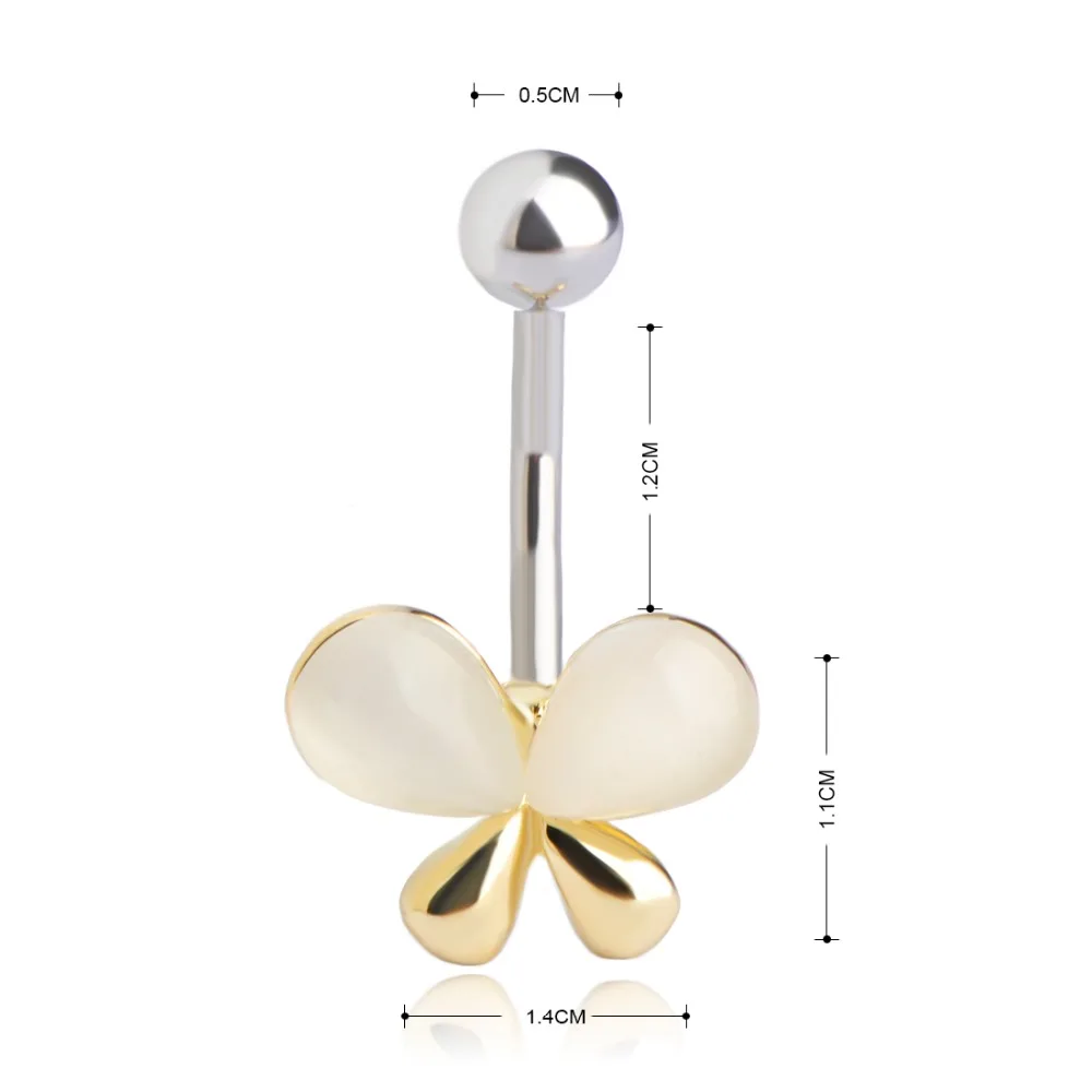 Великолепный золото цвет бутик клинч опал насекомых бабочка пупок пирсинг