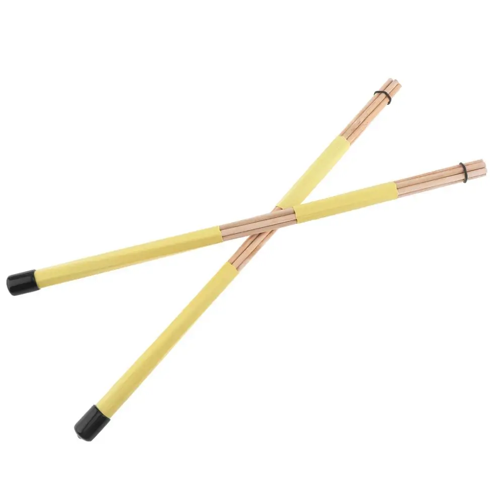 

1 Pair 40cm 15.7 Inch Jazz Drum Brushes Bamboo Drumsticks Rubber Handle with Blue Yellow Optional
