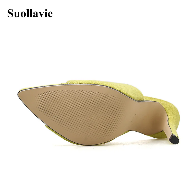 Новинка лета 2019 женские тапочки из флока на тонком высоком каблуке пикантные