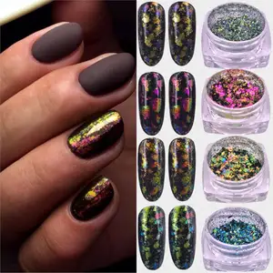 Хамелеон 3D Сделай Сам хлопья блёстки лак для ногтей порошок пыль зеркало хром пигмент дизайн ногтей листы украшения