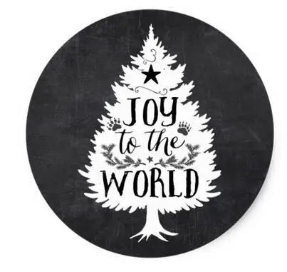

1,5 дюймовая деревенская Рождественская елка Joy to the World, классическая круглая наклейка