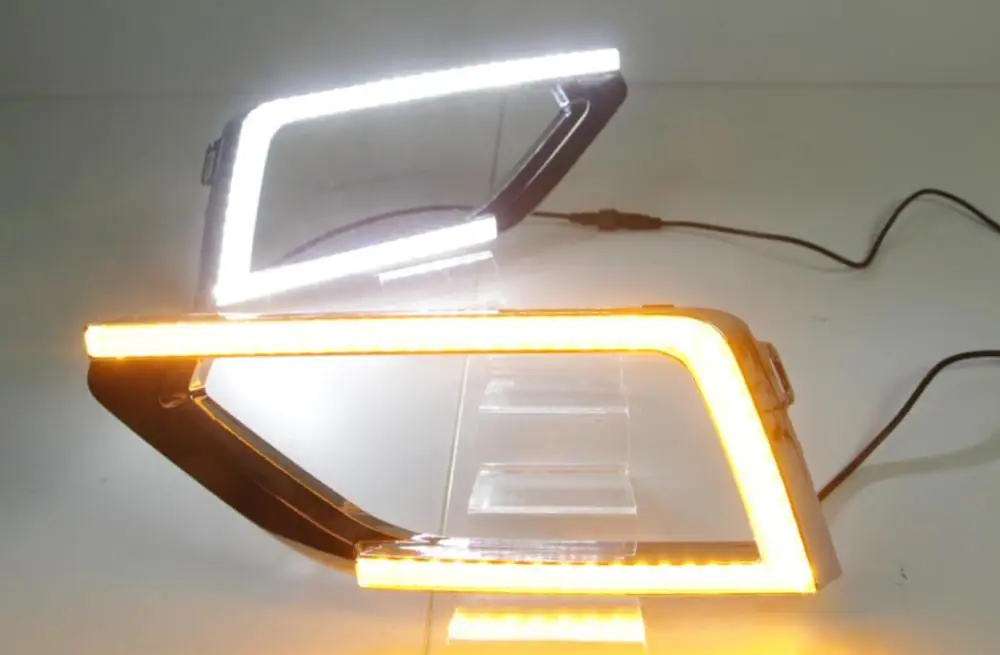 Osmrk led drl Дневной ходовой светильник для Volkswagen teramont-18 atlas, беспроводной переключатель, желтый указатель поворота, функция dim - Цвет: drl with turn signal