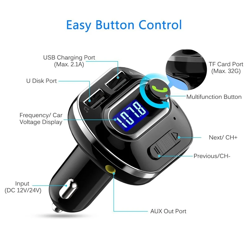 FM передатчик VicTsing BH121 с поддержкой Bluetooth и USB портом|FM-трансмиттеры| |