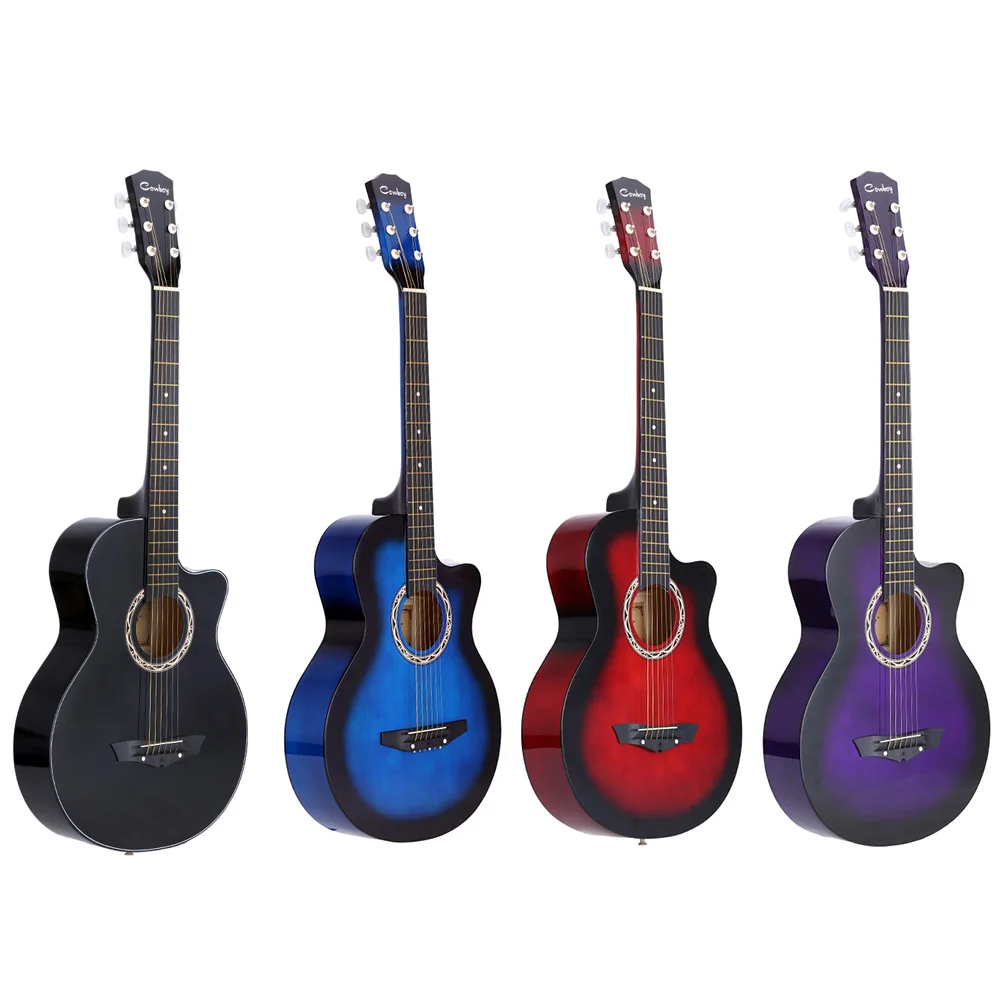 Высококачественная акустическая гитара 38 дюймов 6 струн фолк для начинающих