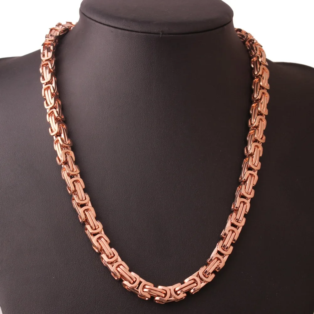 4/6/8mm Rose Gold Tone Box Chain Byzantine Necklace Mens Stainless Steel Wholesale Price Jewelry | Украшения и аксессуары
