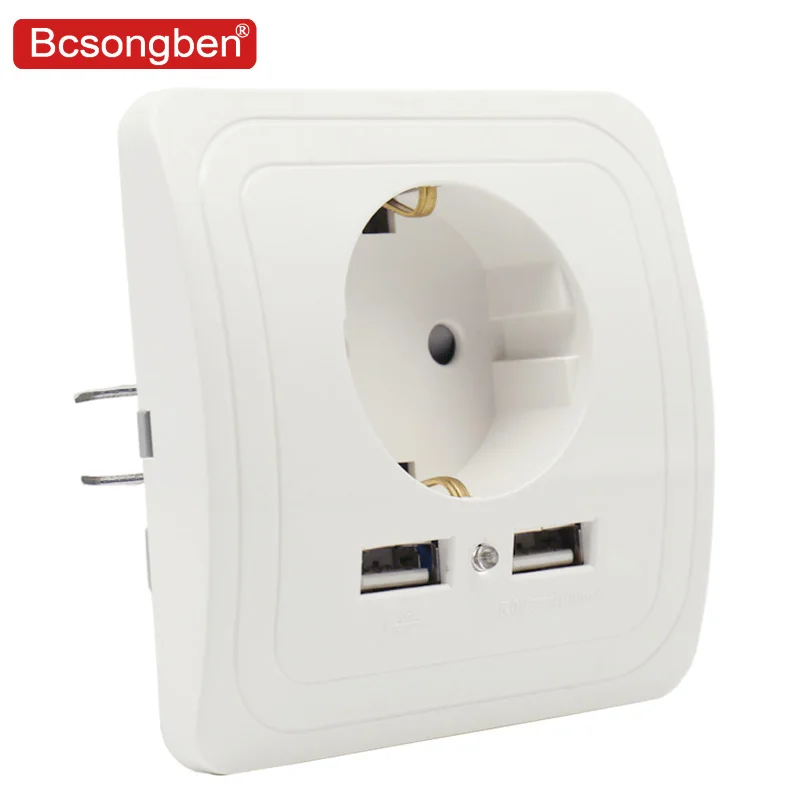 Bcsongben, популярная умная usb настенная розетка, стандарт ЕС, штепсельная вилка, 250 В, зарядное устройство, 16А розетка, электрическая розетка, кухня, домашняя штепсельная вилка, розетки