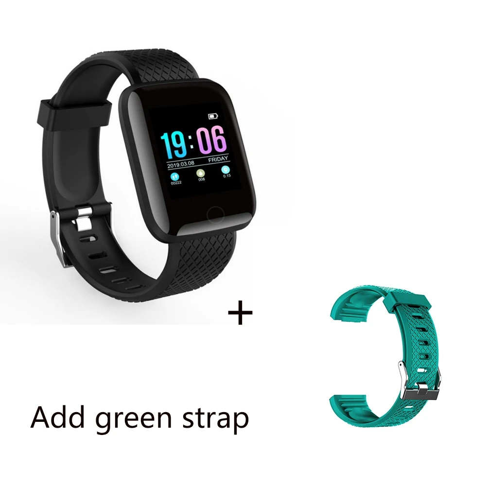with green strap Torntisc D13, 1,3 дюймов, Смарт-часы для мужчин и женщин, шагомер, монитор артериального давления, Смарт-часы для фитнеса, Tacker для телефона на базе Android IOS - Цвет: with green strap