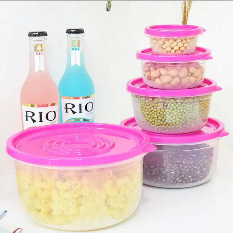 Food Containers with Lids 5pcs/set Kitchen Storage Boxes Microwavable Plastic Container The Refrigerator Bowl Organizer. | Дом и сад