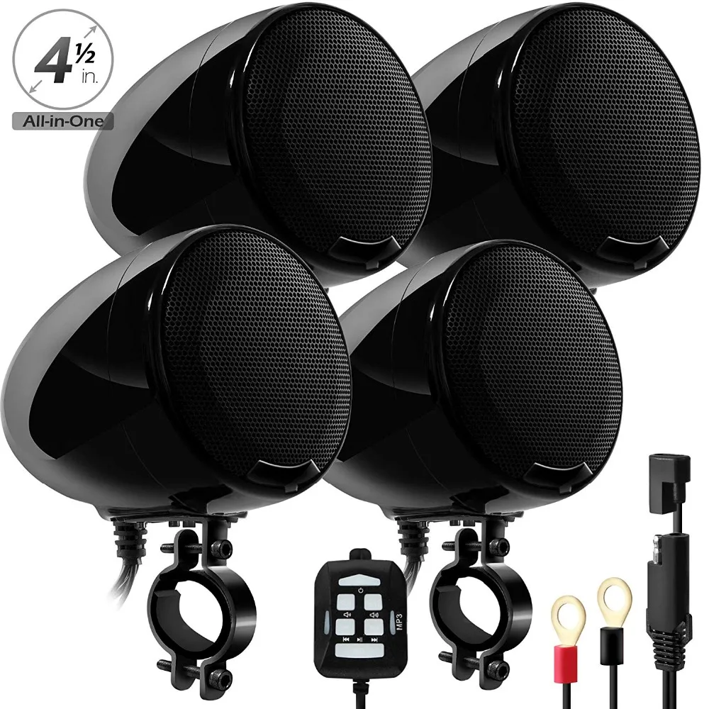 Aileap SPK400-Q, 4 канала, 4,5 дюймов, Bluetooth колонки для мотоцикла, 1200 Вт, усилитель, стерео аудио система, поддержка AUX MP3(черный