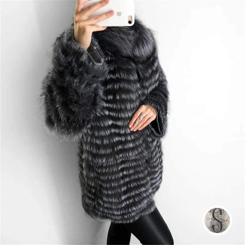 FURSARCAR 2021 New Natural Silver Fox Fur Coat Women Fur Collar Jacket For Female Fashion Winter Real  Fur Garment Lady