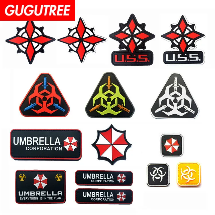GUGUTREE вышивка ПВХ крюк и петля зонтик Патч Письмо uss патчи значки аппликации патчи для одежды AD-168