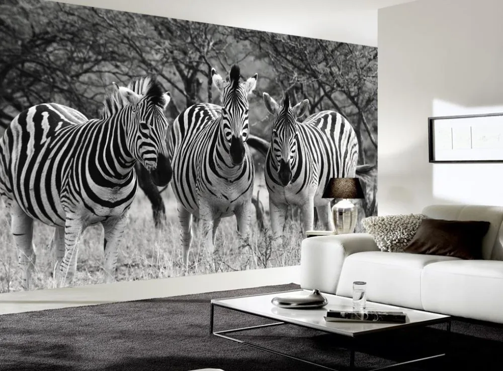 Ретро ностальгические черно белые нетканые 3D фото обои Зебра фон домашний Декор