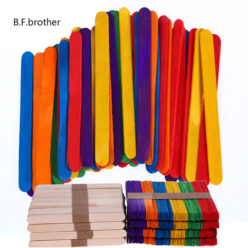 

50Pcs/lot Colored Natural Wooden Popsicle Sticks Ice Cream Stick Kids Creativity Educational Toys Handmade DIY Craft Supplies