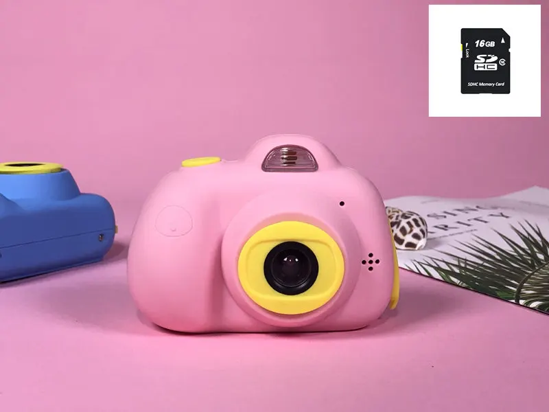 pink with sd card Детская игрушечная мини-камера, цифровая фотокамера, детские игрушки, обучающая фотография, подарки, игрушка для малышей, 8 Мп, hd камера для детей - Цвет: pink with sd card