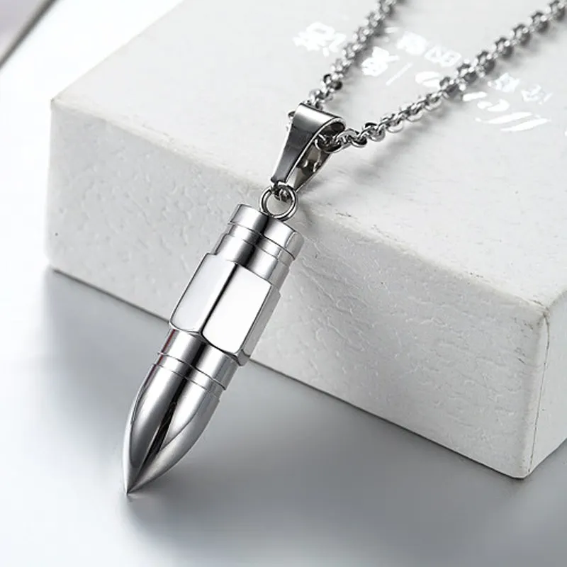 (4Pcs/Lot) 2018 Bullet Necklace Men Jewelry Fashion Gift Collares Stainless Steel Pendant Necklaces Cool Mens Jewellery collier | Украшения