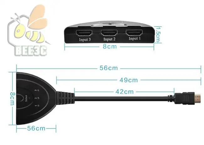 HDMI-совместимый сплиттер sp 1080P 3D переключатель 3 в 1 автоматический гнезда шт. с 50 см