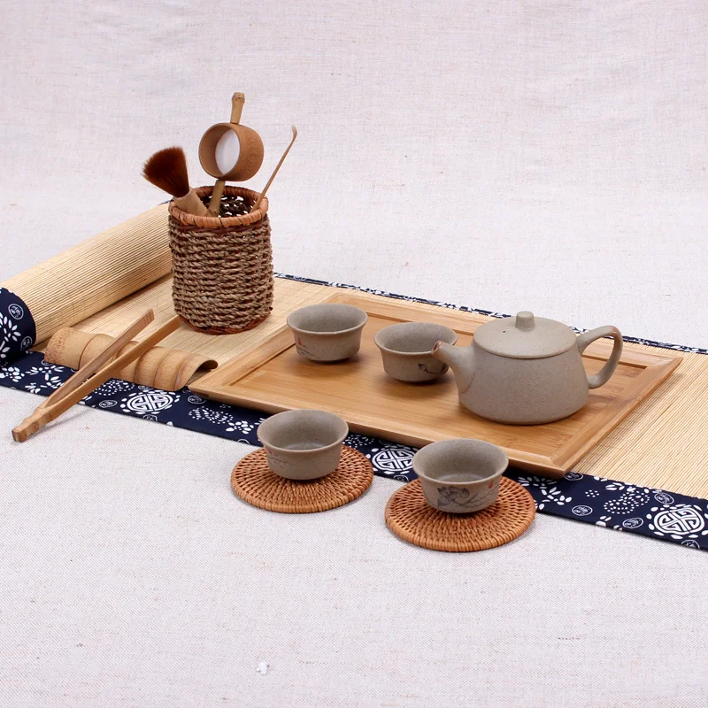 Японский стиль твердый бамбуковый поднос для хранения чая/еды/фруктов Kungfu