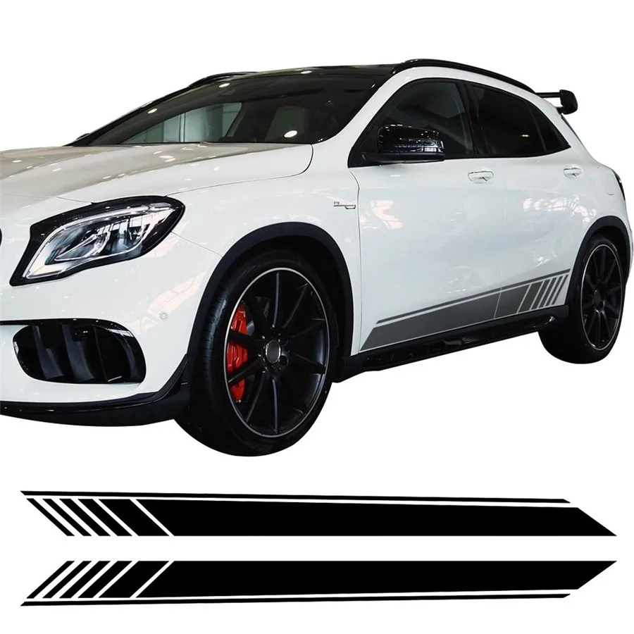 

2Pcs Sports Racing Race Car Long Stripe Decals Vinyl Car Both Side Body Sticker Free Shipping for Mercedes Benz