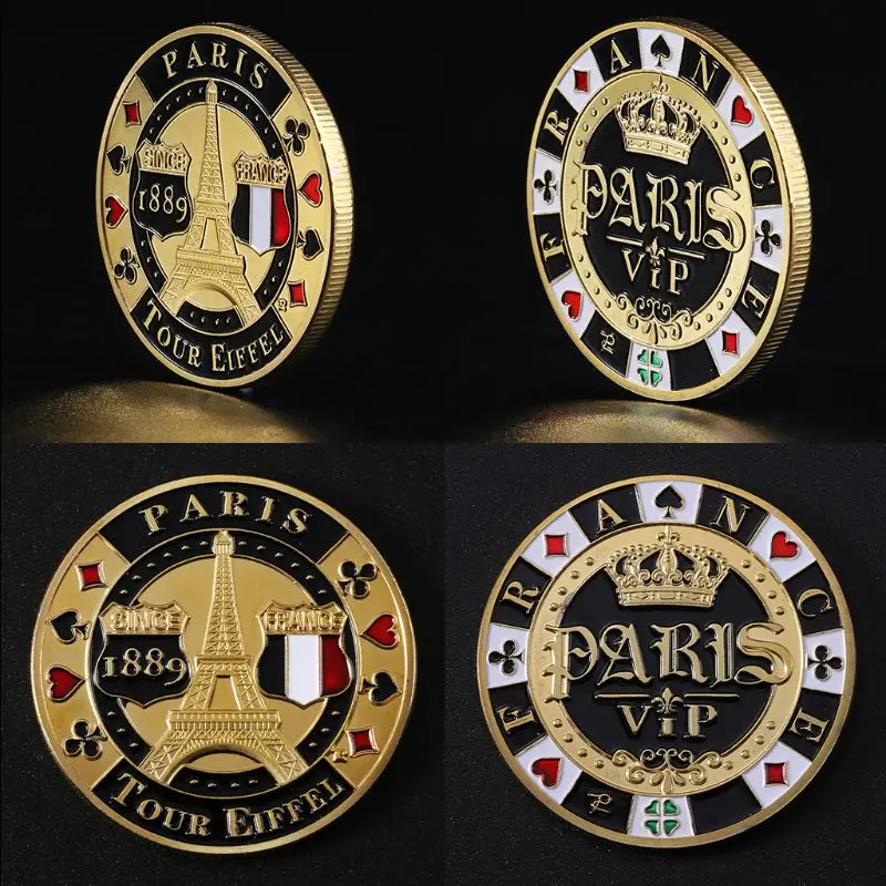 Paris Eiffel Tower Chips Commemorative Coin Gold Plated Souvenir Art Collection | Дом и сад