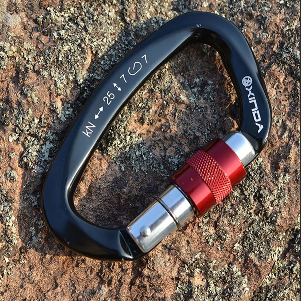 

25KN Professional Carabiner D Shape Safety Master Lock Outdoor Rock Climbing Buckle Equipment