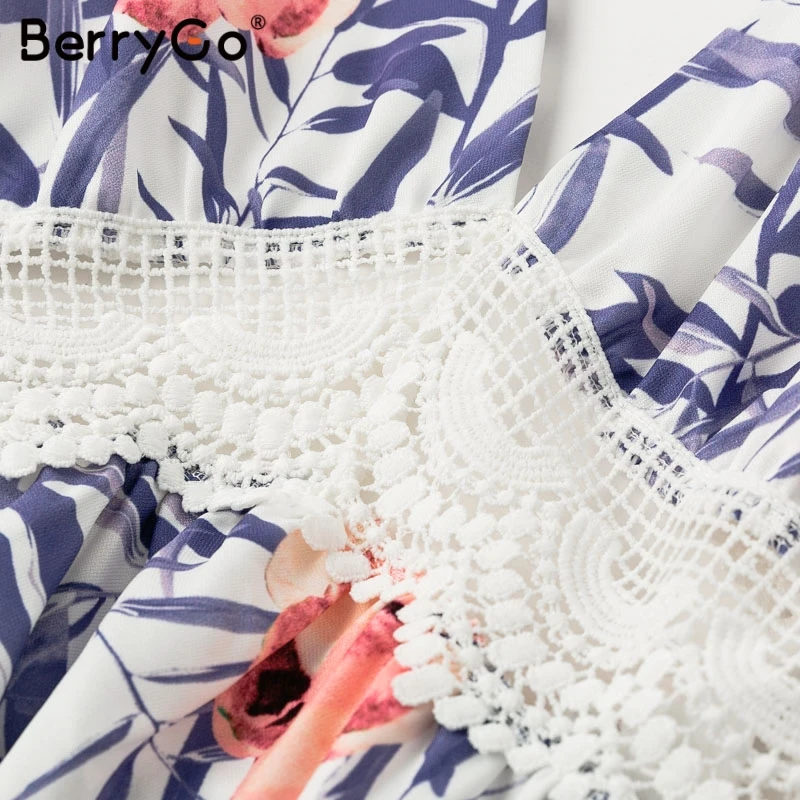 BerryGo женское платье на тонких бретельках летнее с цветочным принтом сексуальное