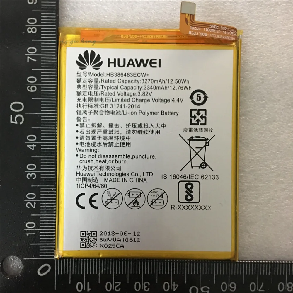 Оригинальный аккумулятор 3340mAh HB386483ECW для Huawei Honor 6X/GR5 2017 BLL L23 L21 L22/Mate 9 lite BLN L24 L22