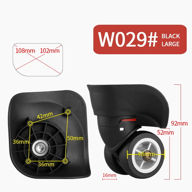 W029 Large Black Багажное колесо, сменные колеса, аксессуары для чемодана, Универсальные ролики, чемодан на колесиках, аксессуары для чемодана, сумки на колесиках - Цвет: W029 Large Black