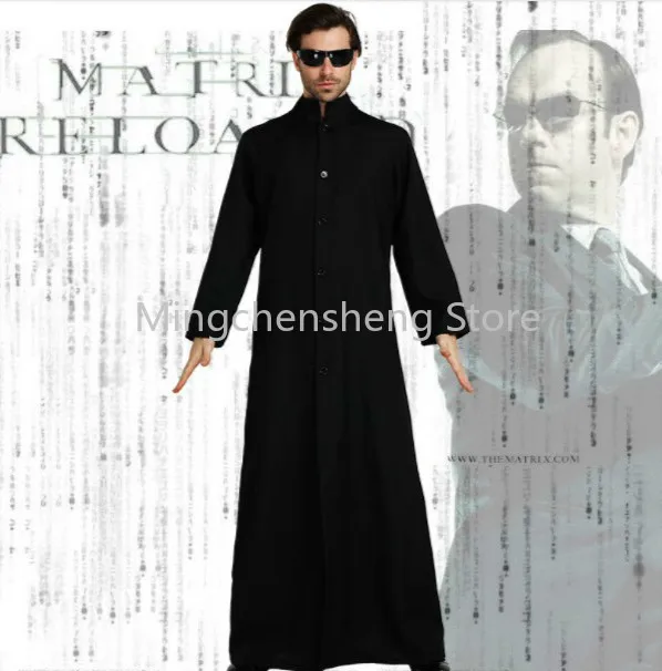 Матрица для костюмированной вечеринки костюм Neo Черная куртка Хэллоуин мужские и