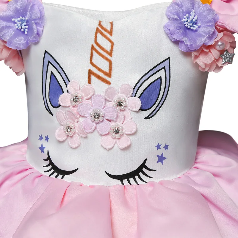 Toddler Girls Unicorn Princess pettiskirt Party Dress Baby Rainbow Tulle Kids Birthday Dresses Fairy Tale Costume | Детская одежда и