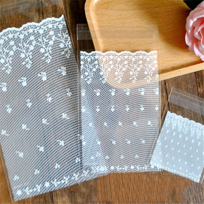 50 шт. белые кружевные самоклеящиеся пакеты для хлеба печенья подарков