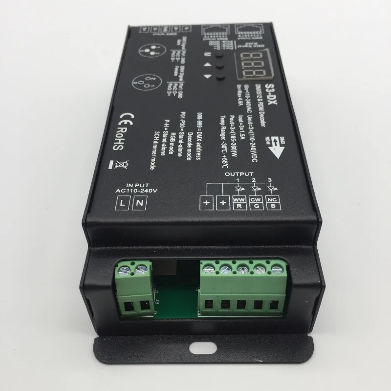 3CH * 1.5A RF2.4GHz DMX RDM 220vDecoder 110 240V Одноцветный двойной белый RGB Светодиодная лента