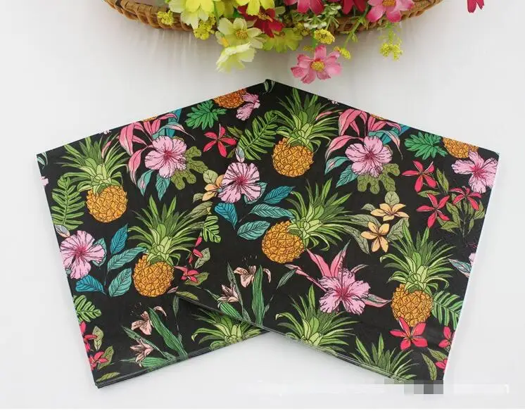 Ананасовые бумажные салфетки напитки бабочки праздничные и аксессуары 33 см * 20
