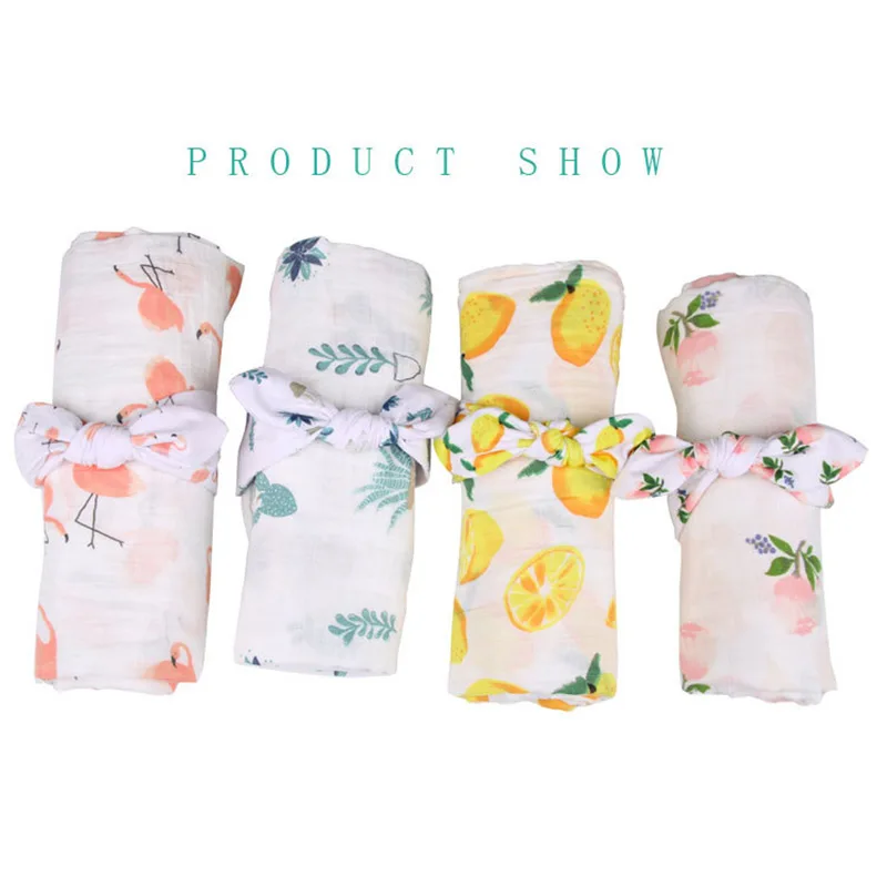 Повязка на голову детская хлопковая мягкая с рисунком фламинго кактуса|baby