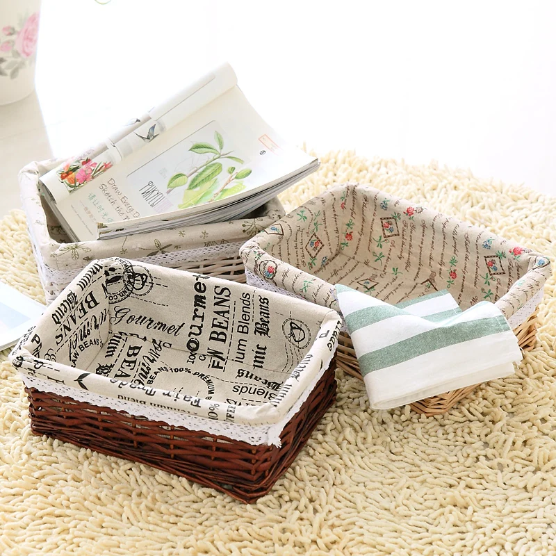 Бамбуковое ткацкое хранилище корзина для фруктов ротанговая коробка хранения