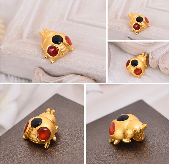 

New Arrival Pure 999 24K Yellow gold Coccinella septempunctata Pendant 1.4g
