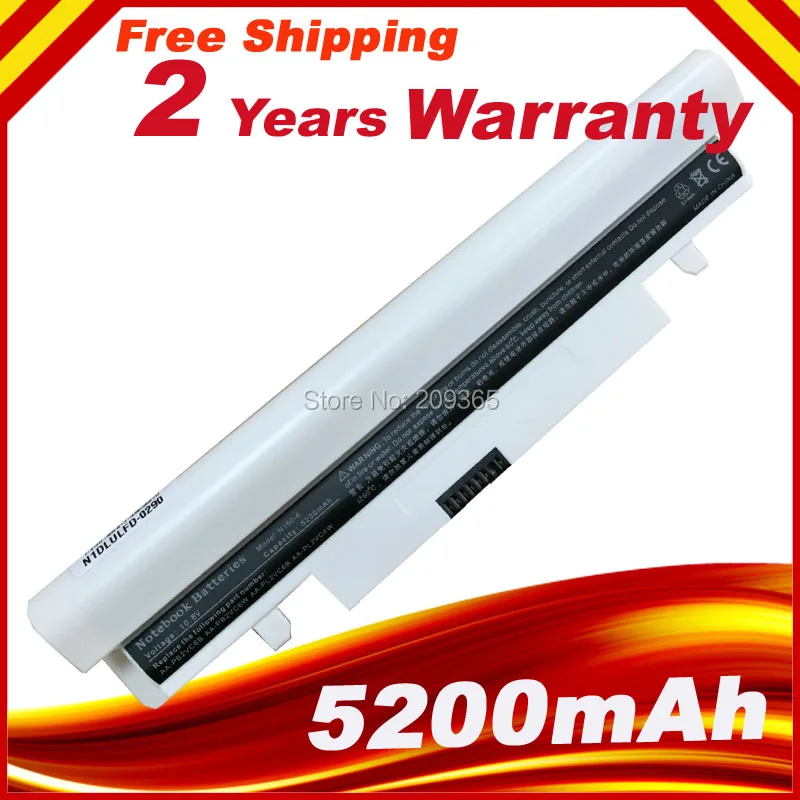 

White 6Cells 11.1V 4400mAh Laptop Battery for Samsung N143 N148 N145 N150 N250 N260 Plus NP-N143 AA-PB2VC6B